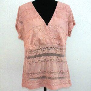 Angela,  Pink lace floral T-Shirt